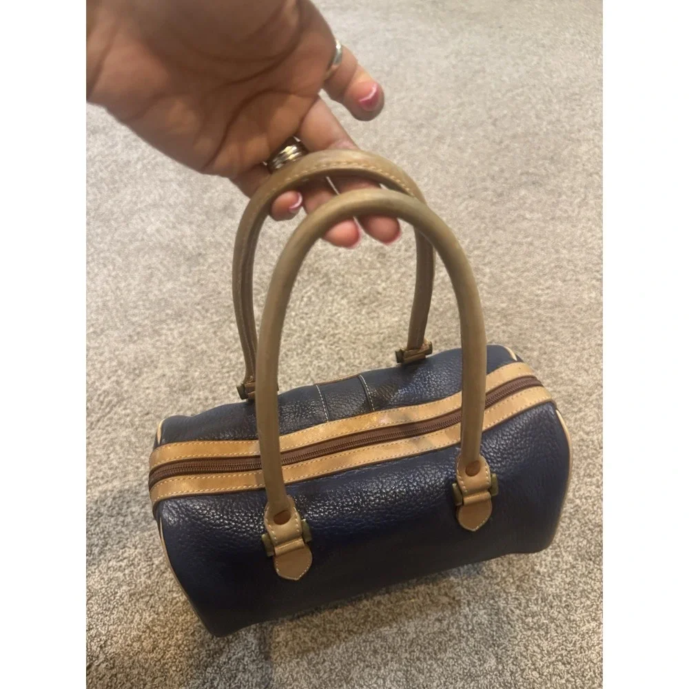 Vintage 1990s Liz Claiborne Leather Purse Small Handbag Brown Blue